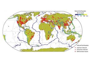 Distribution of natural and induced earthquakes