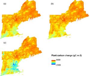 Regional projections of the impacts of future urbanization and climate change on biogeochemical cycles in New England landscapes