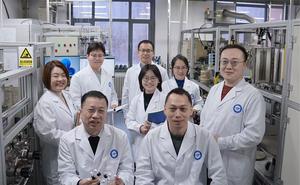 Main authors of the study in their laboratory