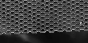 SEM image of the crystalline silicon membrane metasurfaces