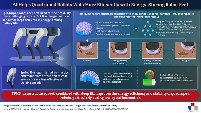 AI-optimized robot footpads improve quadruped robot energy efficiency