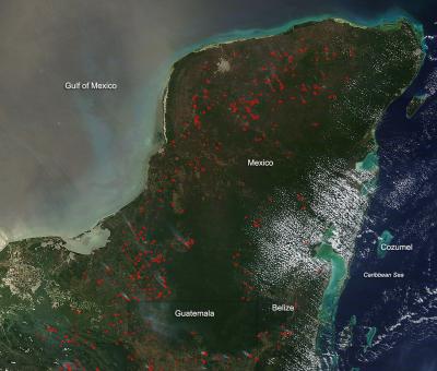 Fires in the Yucatan Peninsula