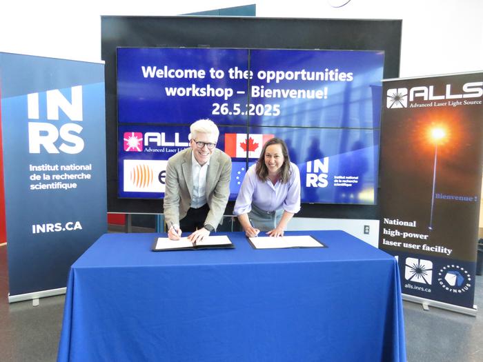 Florian Gliksohn, Executive Director of ELI, and Isabelle Delisle, Scientific Director of INRS
