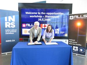 Florian Gliksohn, Executive Director of ELI, and Isabelle Delisle, Scientific Director of INRS