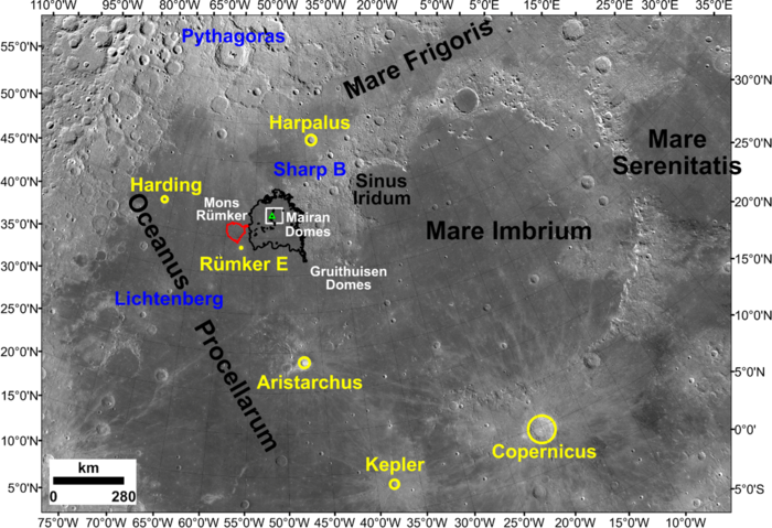 Image showing the location of the Chang’e-5 landing site and adjacent regions of the Moon
