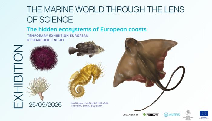 Poster of the temporary exhibition “The Marine World Through the Lens of Science: The Hidden Ecosystems of Europe’s Coasts”