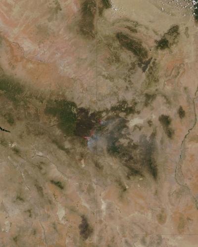 NASA Image of Wallow Fire, Ariz., and New Mexico on June 22, 2011