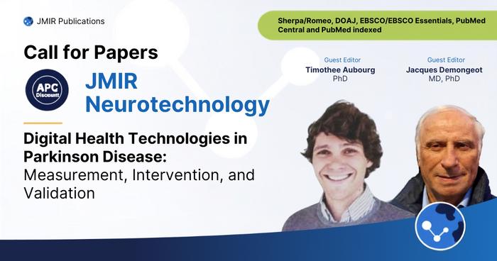 JMIR Publications’ JMIR Neurotechnology Invites Submissions on Digital Health Technologies in Parkinson Disease: Measurement, Intervention, and Validation