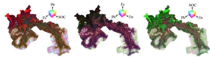 Visualizing Lead’s Soil Companions: Trivariate Maps of Pb, Zn, Fe, and SOC.