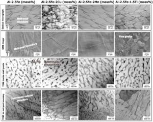 Microscopic views of aluminum alloys after 3D printing