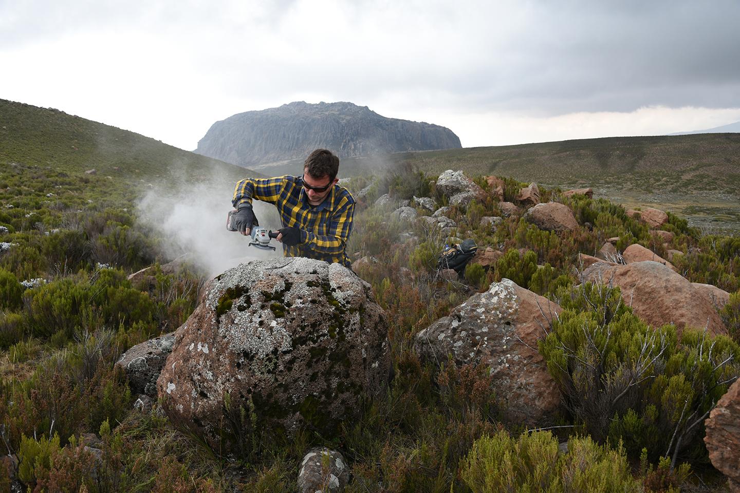 Sampling of an erratic boulder