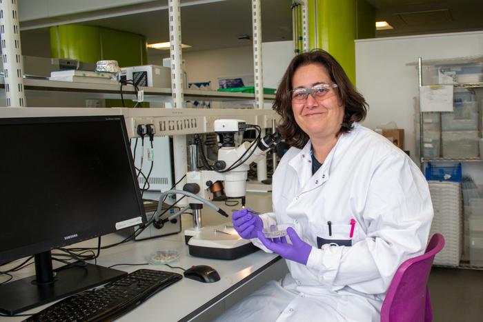 Dr Kourmpetli in lab