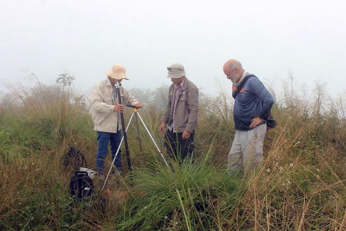 GPS equipment set up at site in northeast Laos
