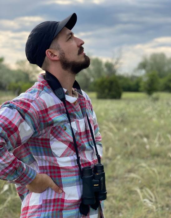 The first author of the study, Tamás Lakatos  during bird survey