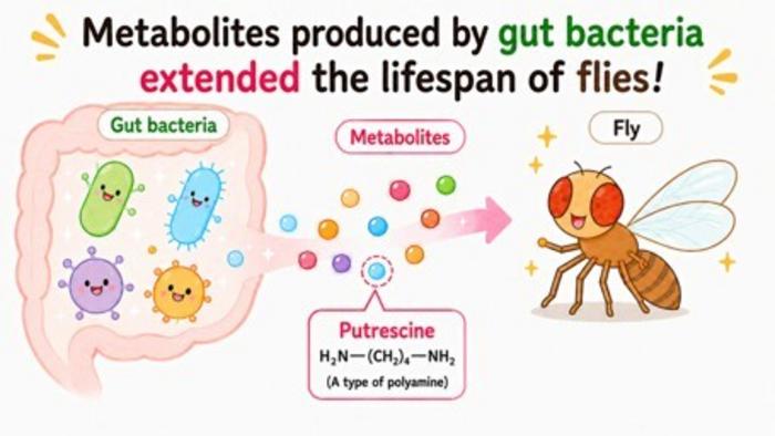 Metabolites produced by gut bacteria extended the lifespan of flies