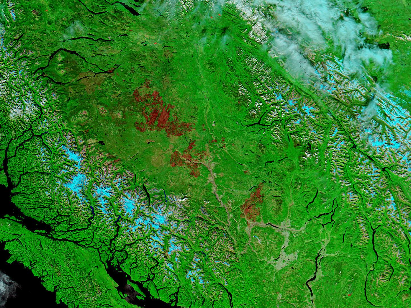 Aqua False Color Image of Burn Scars in British Columbia
