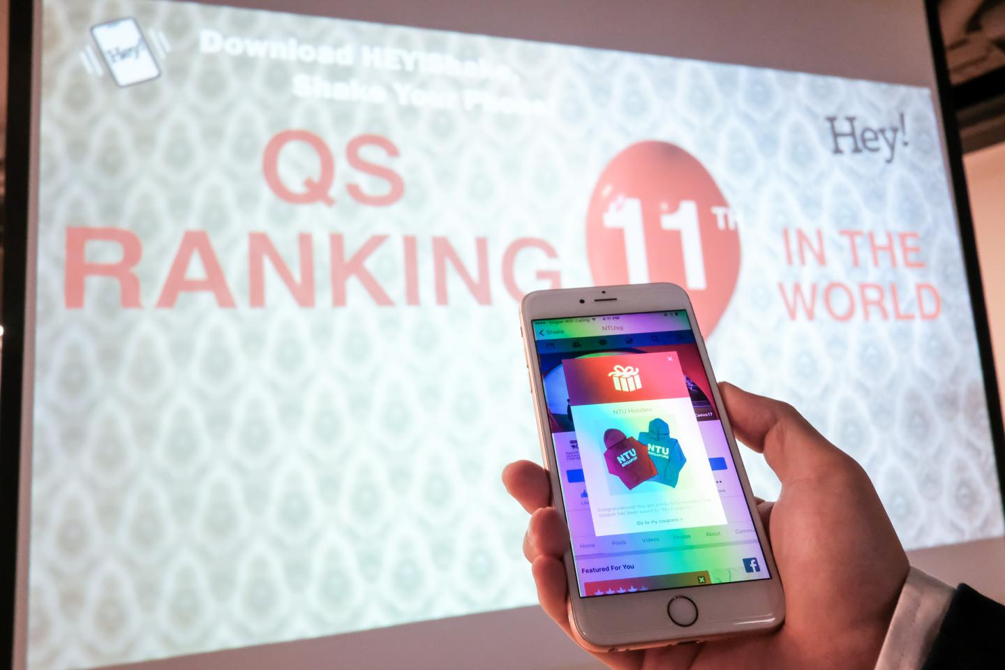 A Mobile Phone Showing the HEY! Shake User Winning a Prize