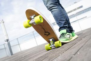A skateboard made from biodegradable foam.
