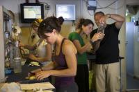 Researchers Working at the Oceanographic Ship 'Hesp&eacute;rides'.