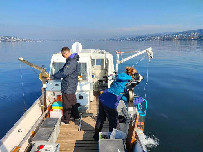 Water sampling on Lake Zurich