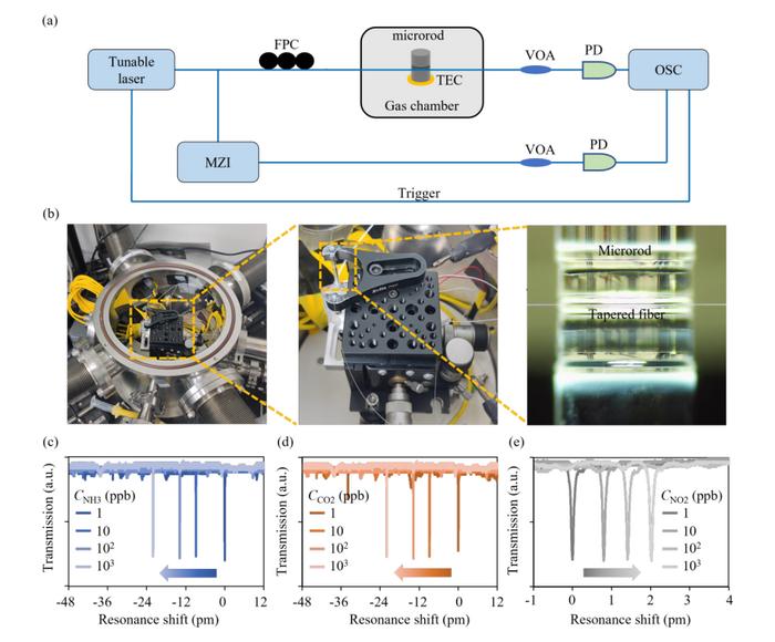 Figure 2 | Gas sensing based on the graphene-integrated microrod resonator
