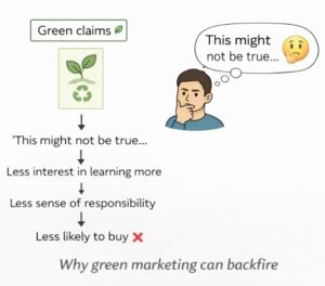 Conceptual illustration of how green skepticism reduces purchase intention by lowering information seeking and a sense of responsibility