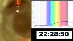 The drop of sodium-potassium alloy exposed to the action of the water vapor