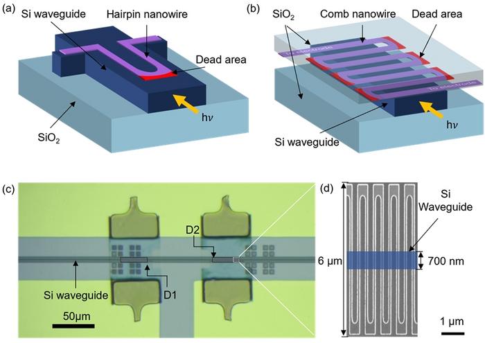 Figure 1 | Hybrid integrated comb nanowire detectors on an optical waveguide
