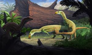 Sonselasuchus cedrus in its environment (now known as Petrified Forest National Park)