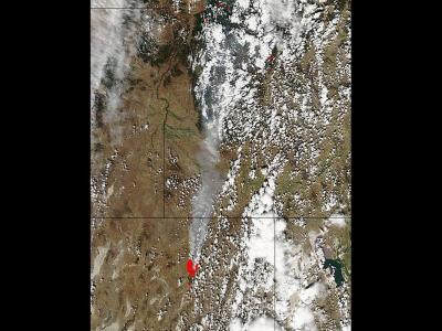 NASA Satellite View of Dunphy Complex Fire near Elko, Nevada