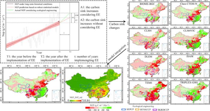 Evaluate the differences in carbon sink contribution of different ecological engineering projects
