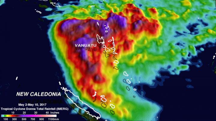IMERG map of Donna's Rainfall