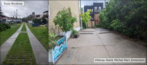Green alleys in Trois-Rivières and Montreal