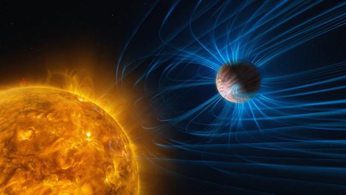 Artist’s impression of an exoplanet with a magnetic field