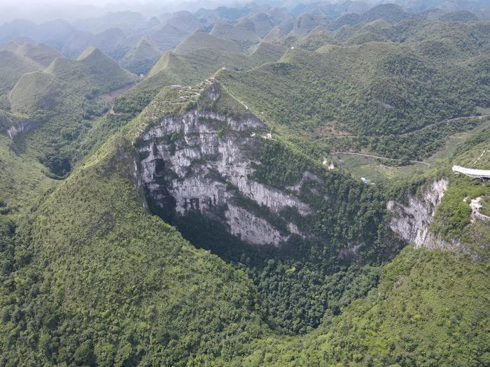 A typical karst tiankeng landscape in Leye, Guangxi, southwest China.