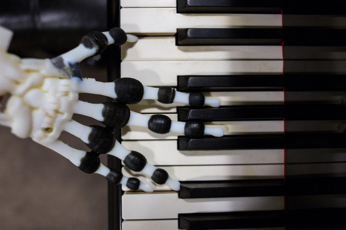 Human-like Skeleton Hand Plays the Piano Using a 'Passive' Technique (2 of 7)