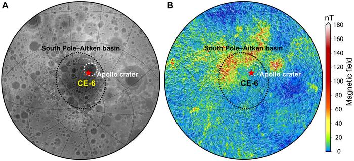 Lunar topography and magnetic anomalies.