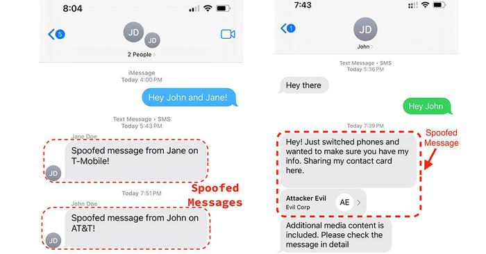 Examples of text spoofing
