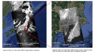 Observation images of TANSO-3 around Japan in Wide Mode (July 20, 2025) (left) and Tokyo in Focus Mode (July 17, 2025) (right)