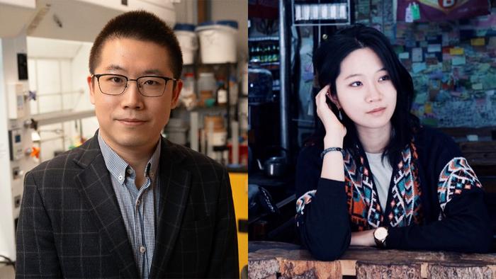 Study authors Assoc. Prof. Sihong Wang (left) and fomer undergraduate student Glingna Wang (right).