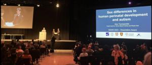 Alex Tsompanidis receiving the “best dissertation” award at the meeting of the International Society for Autism Research in Stockholm, Sweden, May 2023.