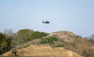 Helicopter used during the Texas A&M Disaster Day simulation