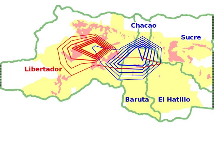 Geographical Polarization in the Districts of Caracas
