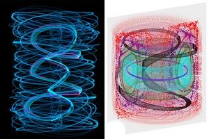 Artwork motivated by the study and confined trajectories of fluid particles