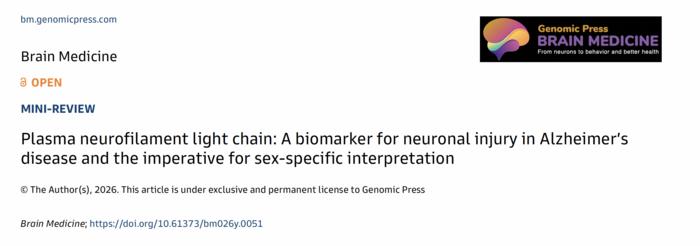 Plasma neurofilament light chain: A biomarker for neuronal injury in Alzheimer’s disease and the imperative for sex-specific interpretation
