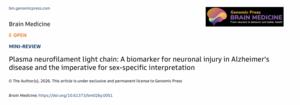 Plasma neurofilament light chain: A biomarker for neuronal injury in Alzheimer’s disease and the imperative for sex-specific interpretation