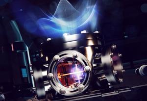 Artist's impression of the trapped ion-quantum computer 'at work'
