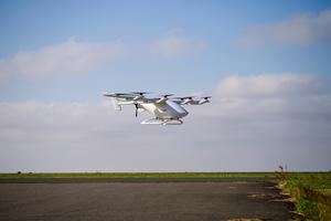 The 8-metre wingspan eVTOL prototype taking flight at DLR.