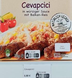 One of the products used in the experiment, in this case, featuring grey-scale Nutri-Score labels on the packaging and the price tag.