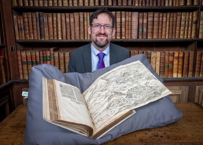 Professor Nathan MacDonald with the Bible map_2